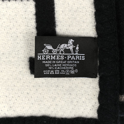 Hermes Wool Cashmere Avalon III Blanket Ecru Black 3 of 3
