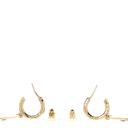 Chanel Enamel CC Disc Drop Hoop Earrings Gold Black 3 of 5
