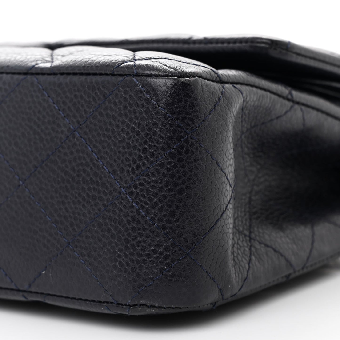 Caviar Quilted Medium Double Flap Navy