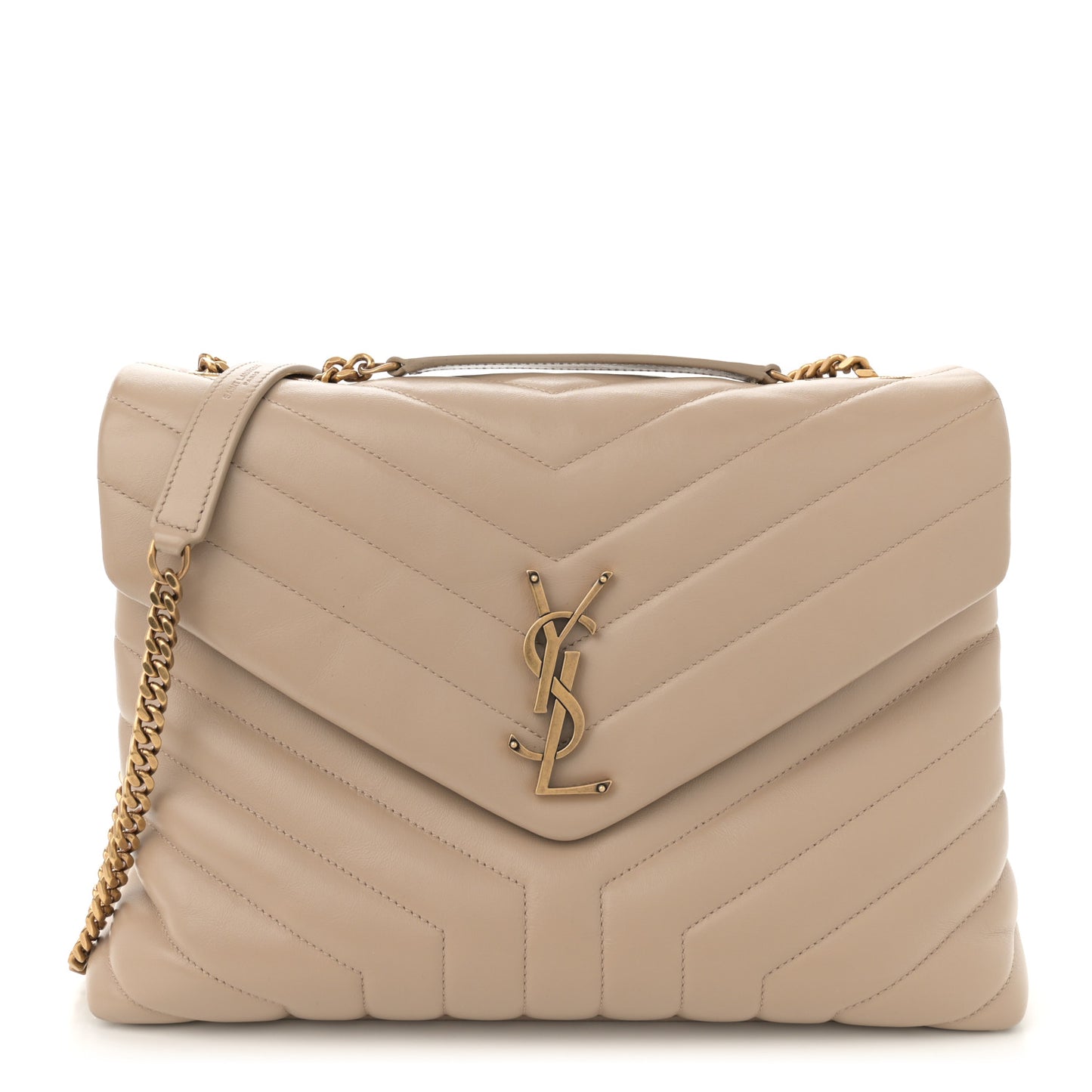 Calfskin Y Quilted Monogram Medium Loulou Chain Satchel Nude Powder