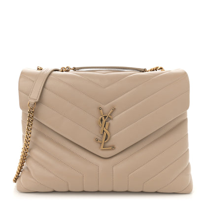 Saint Laurent Calfskin Y Quilted Monogram Medium Loulou Chain Satchel Nude Powder 1 of 15