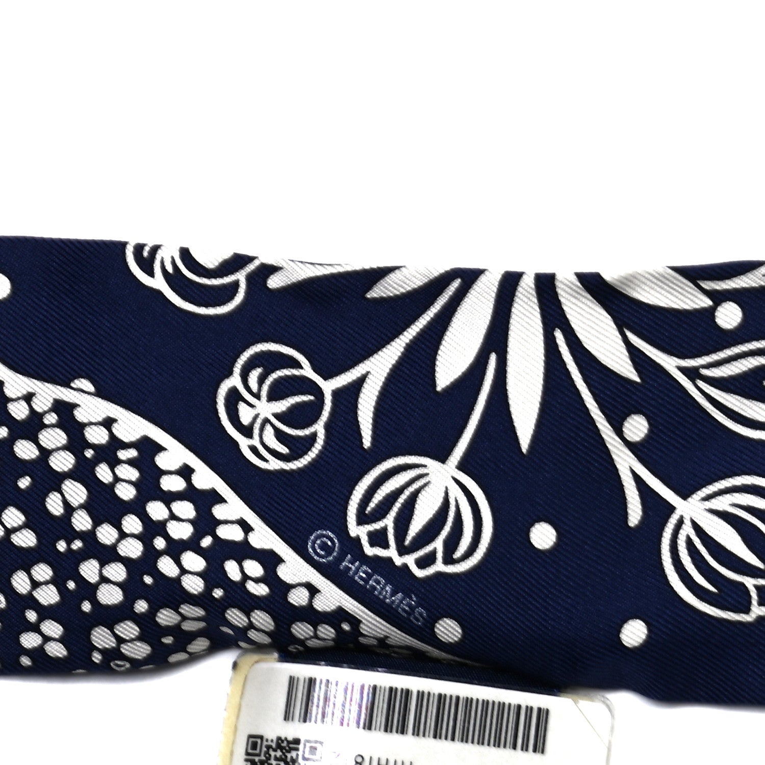 Hermes Silk Les Leopards Twilly Marine White 3 of 4