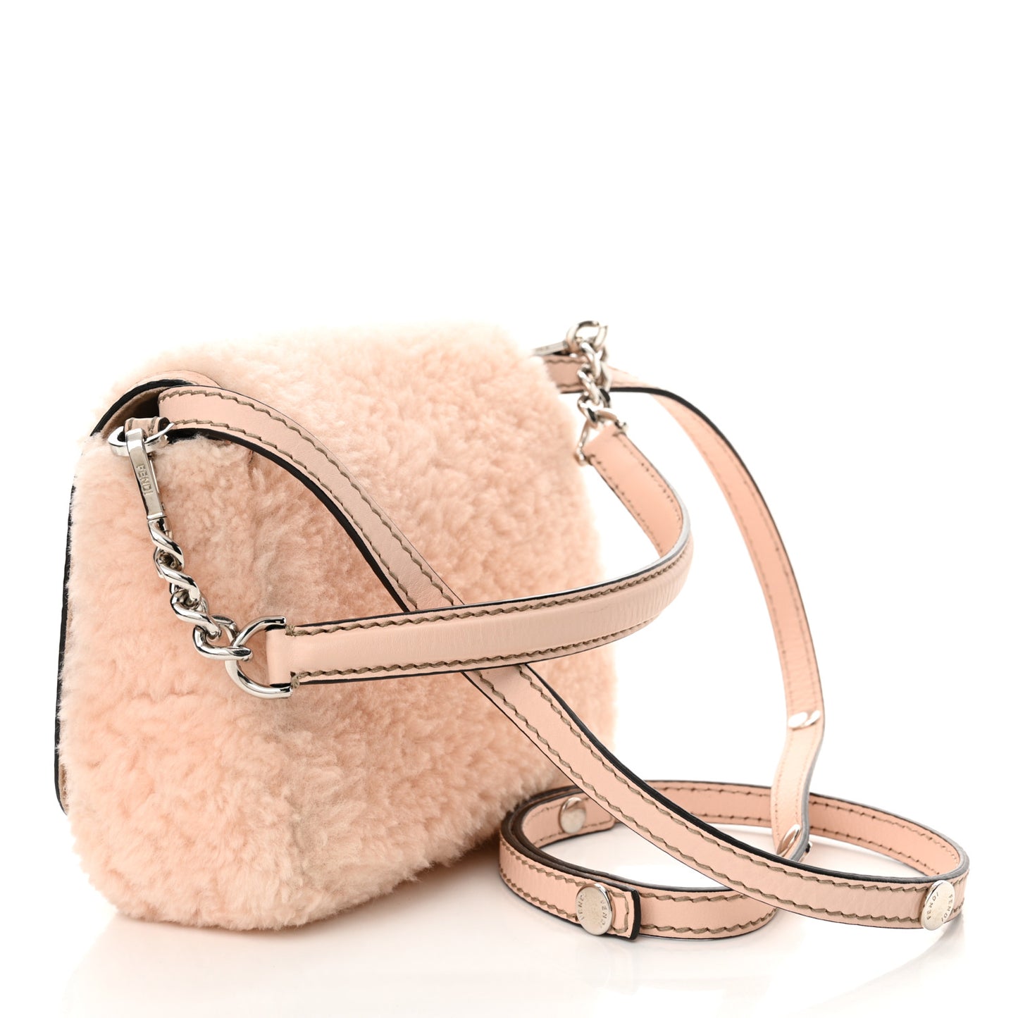 Shearling Vitello Dolce 3Baguette Shoulder Bag Pink