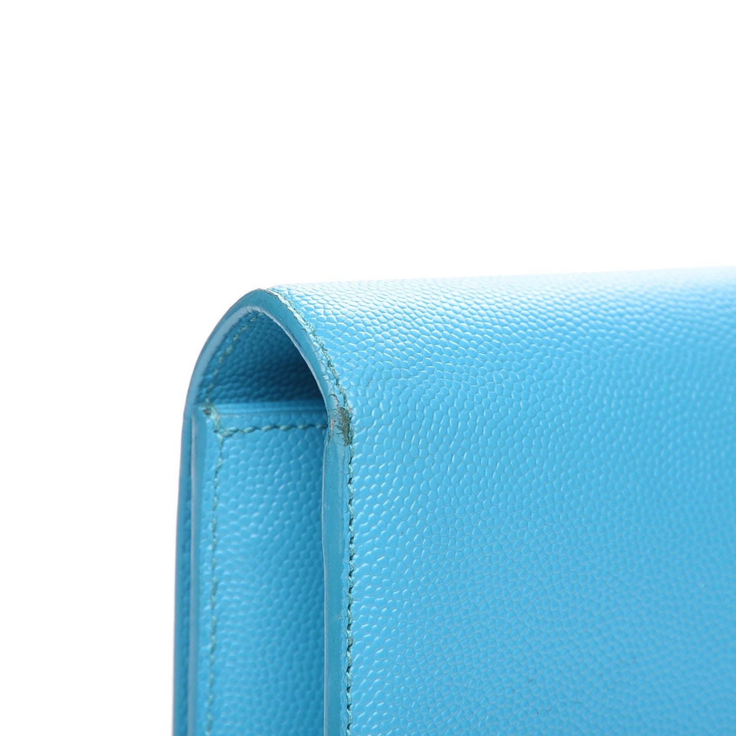 Saint Laurent Grain De Poudre Classic Monogram Clutch Turquoise 8 of 9