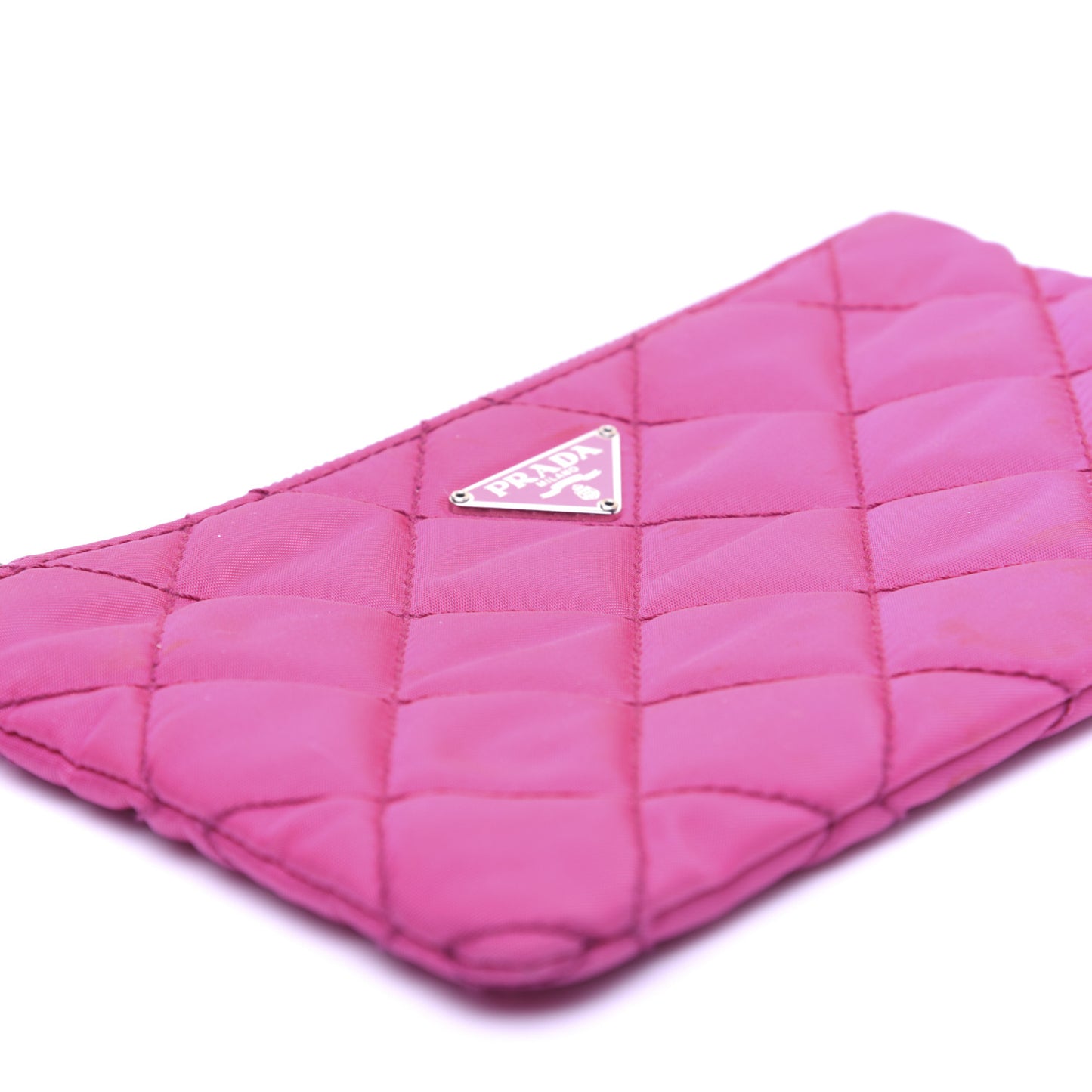 Nylon Tessuto Impuntu Pouch Fuxia