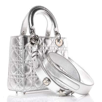 Christian Dior Metallic Grained Calfskin Cannage Small Lucky Badges My Lady Dior Silver 3 of 10