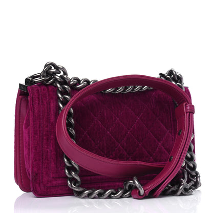 Chanel Velvet Quilted Small Boy Flap Fuchsia 2 of 4