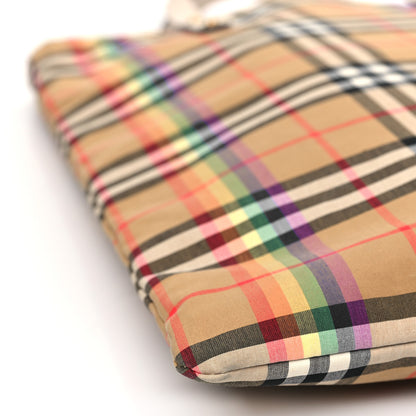 Burberry Vintage Rainbow Check Shopper Tote White 7 of 8