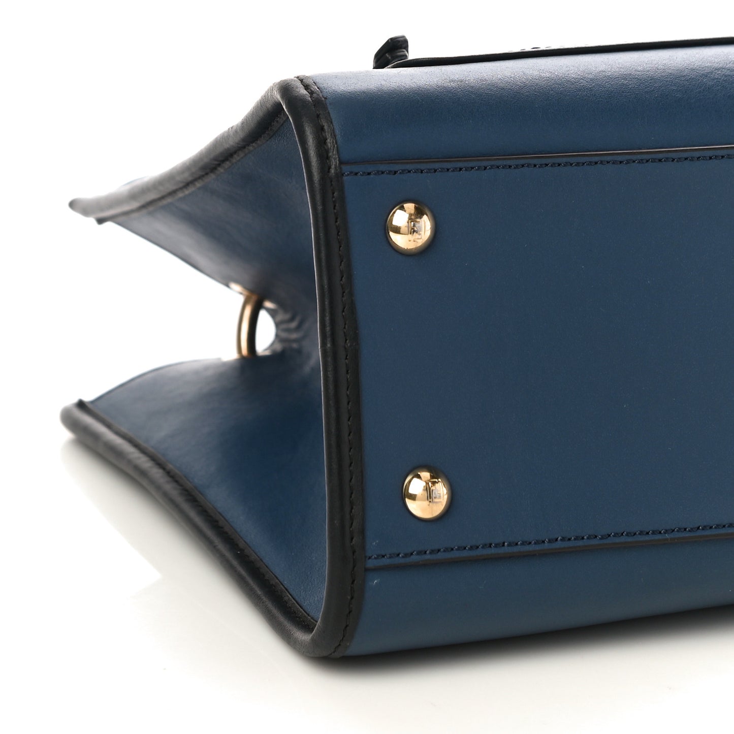 Vitello Century Opaco F is Fendi Bi-Color Small Runaway Satchel Blu Scuro Black