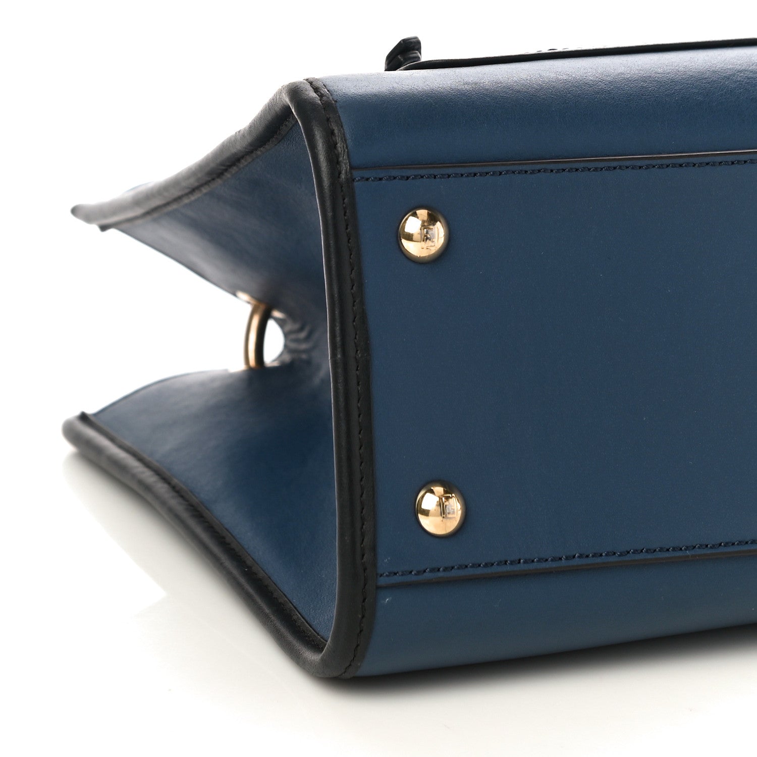 Fendi Vitello Century Opaco F is Fendi Bi-Color Small Runaway Satchel Blu Scuro Black 8 of 13