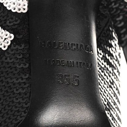 Balenciaga Sequin Spandex Logo 110mm Knife Thigh High Boots 35.5 Black 6 of 7