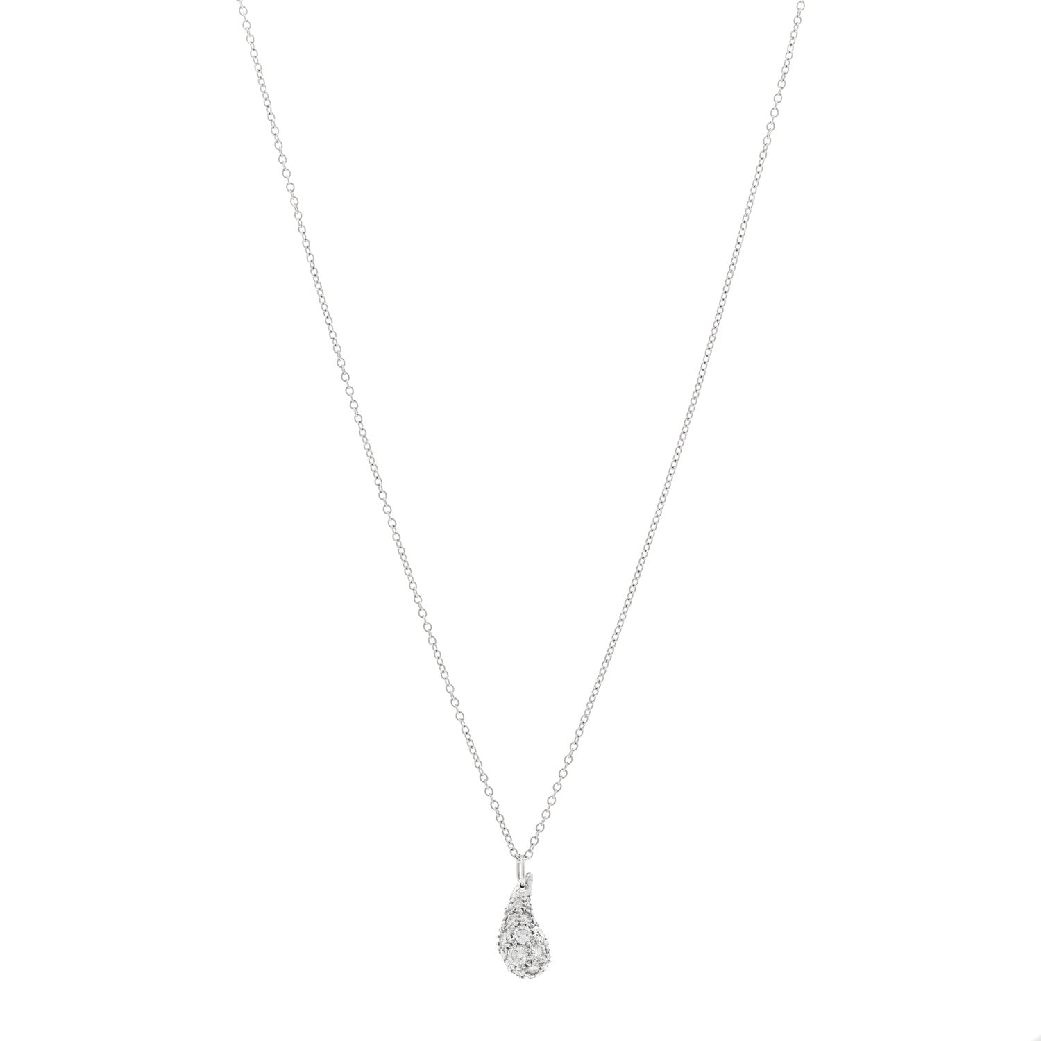 Tiffany Platinum Diamond 6mm Elsa Peretti Teardrop Pendant Necklace 1 of 5