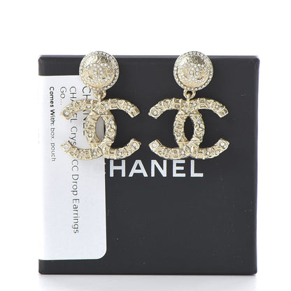 Chanel Crystal CC Drop Earrings Gold 5 of 5