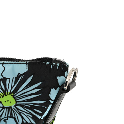 Prada Tessuto Nylon Saffiano Floral Print Tote Black Blue Multicolor 12 of 14
