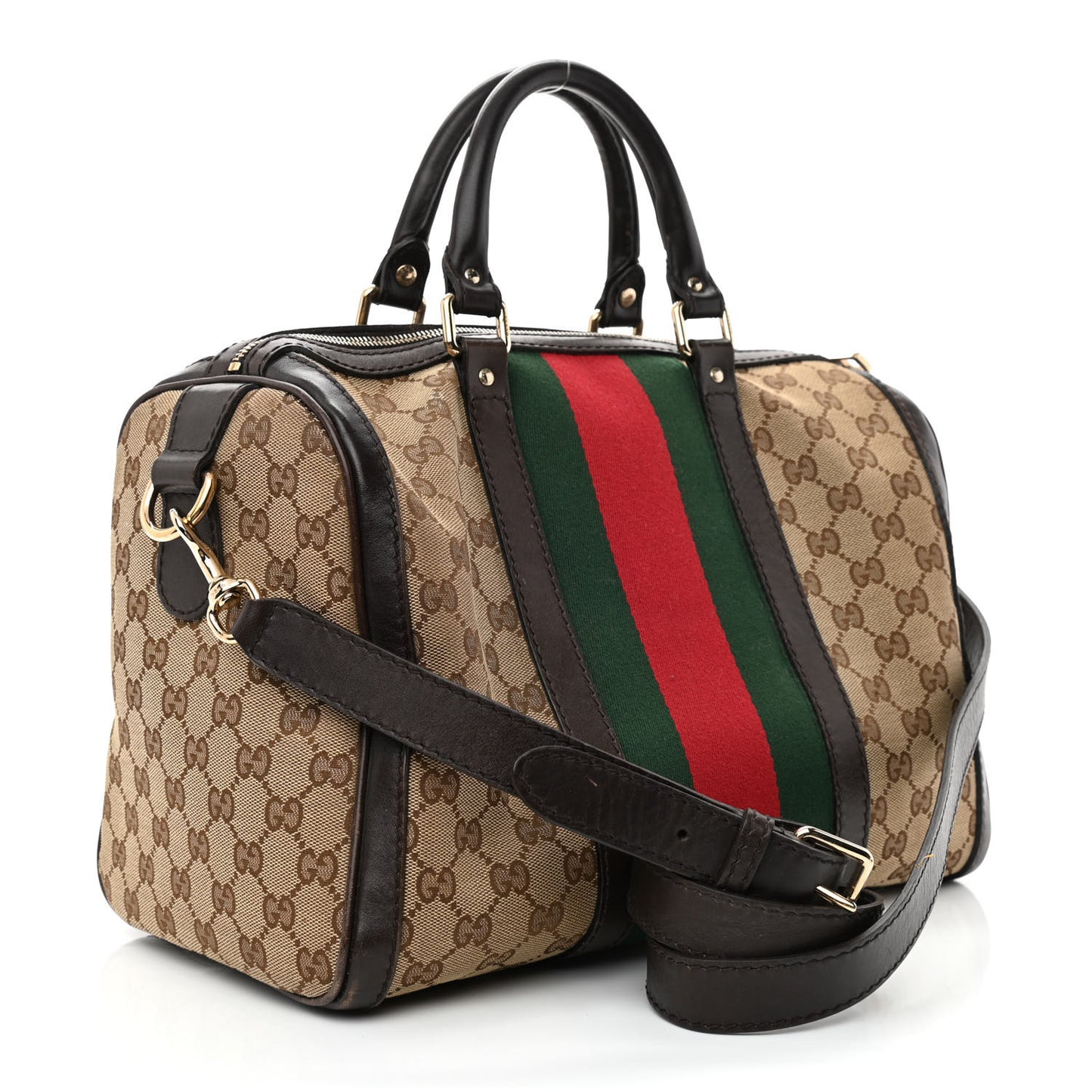 Monogram Vintage Web Medium Boston Dark Brown