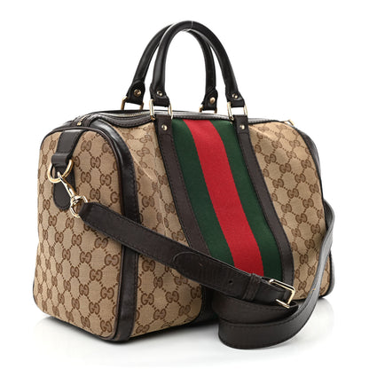 Gucci Monogram Vintage Web Medium Boston Dark Brown 3 of 14