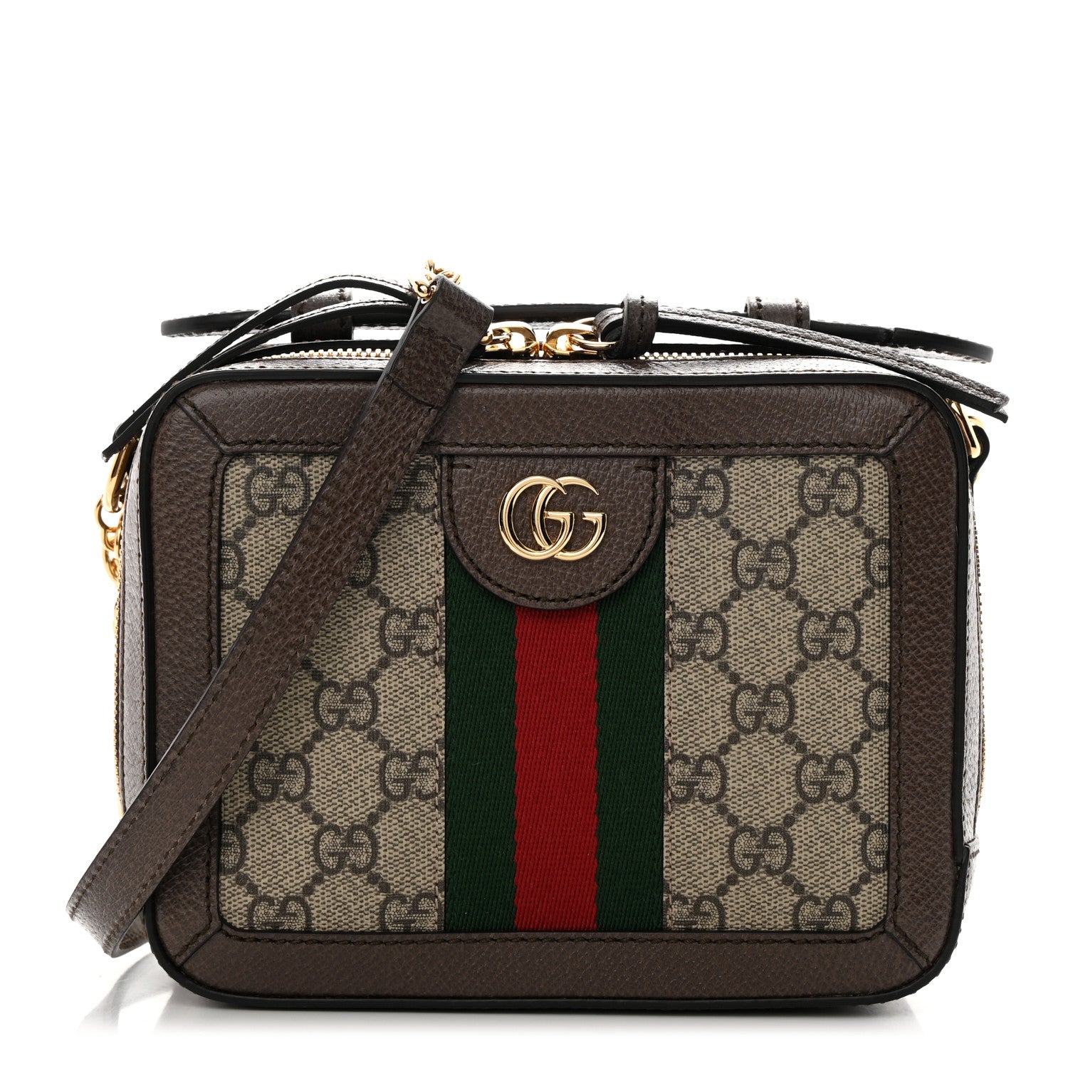 Gucci GG Supreme Monogram Mini Ophidia Top Handle Shoulder Bag Brown 1 of 12