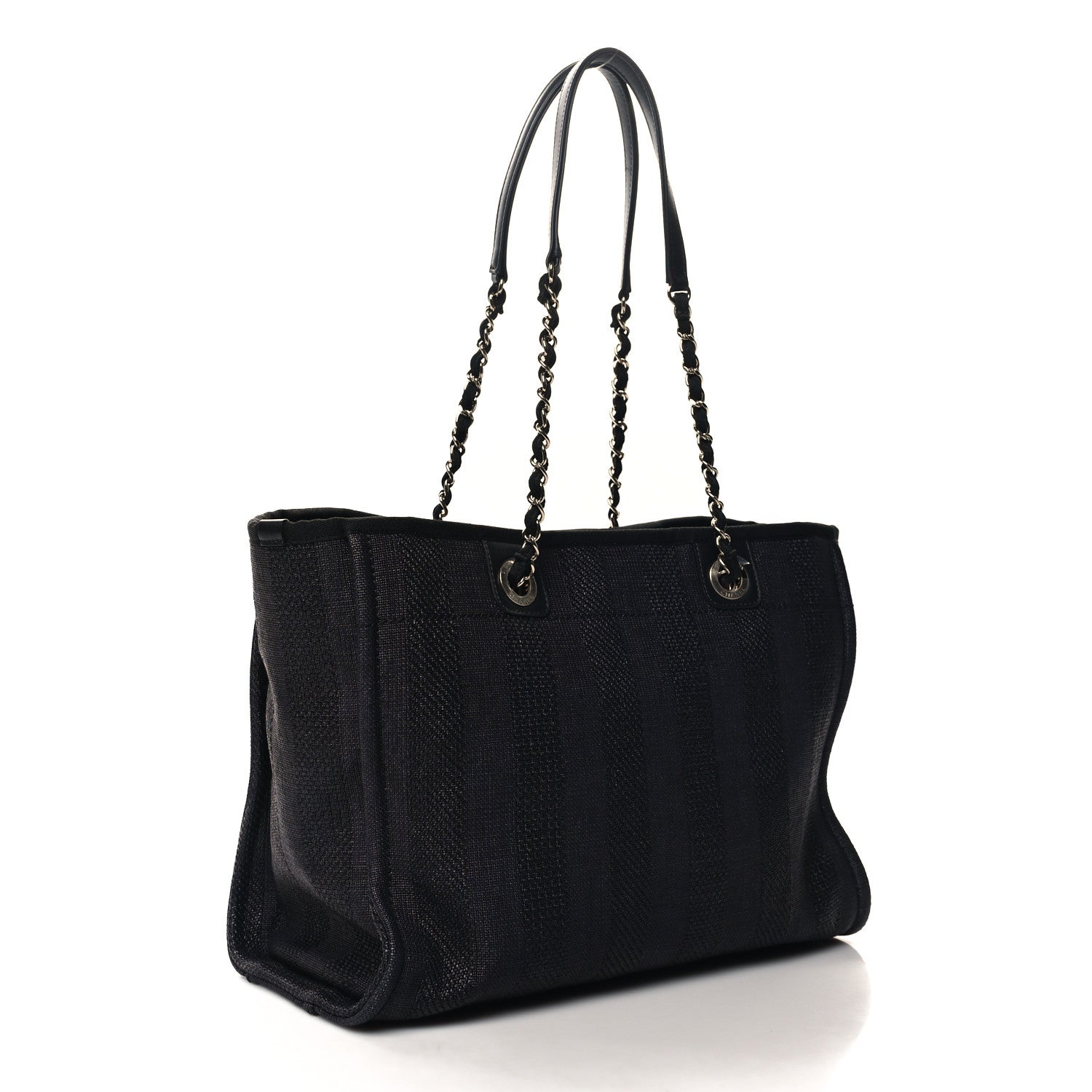 Chanel Mixed Fibers Striped Small Deauville Tote Black 3 of 10