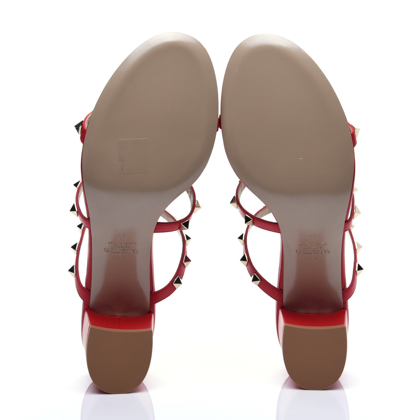 Calfskin Rockstud 60mm Caged Slide Sandals 41 Rosso Valentino