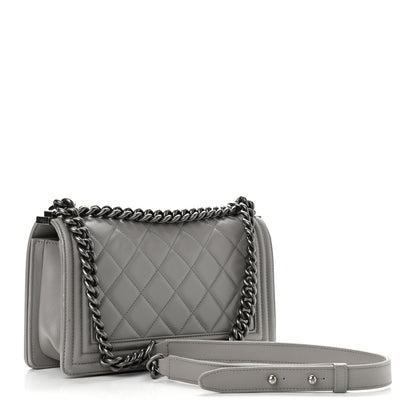 Chanel Lambskin Quilted Medium Boy Flap Grey 2 of 13
