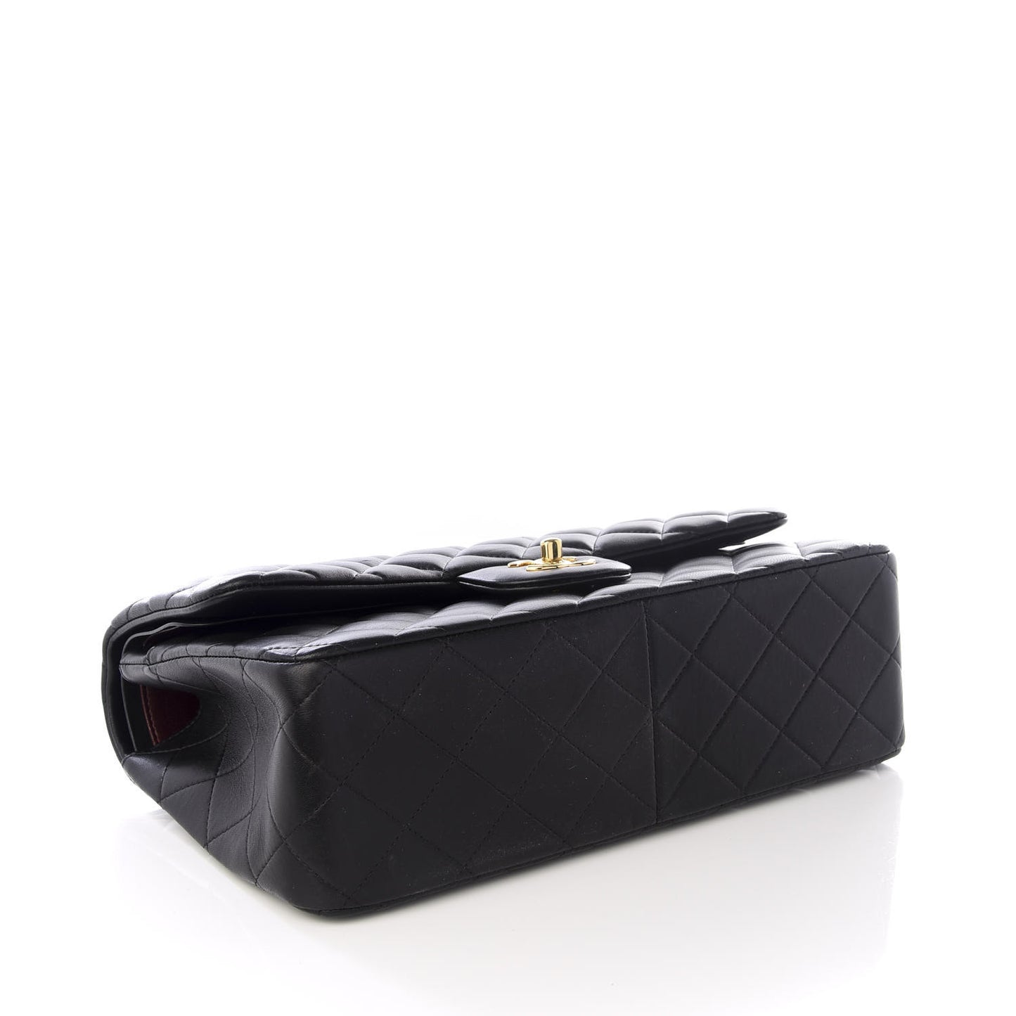 Lambskin Quilted Jumbo Double Flap Black