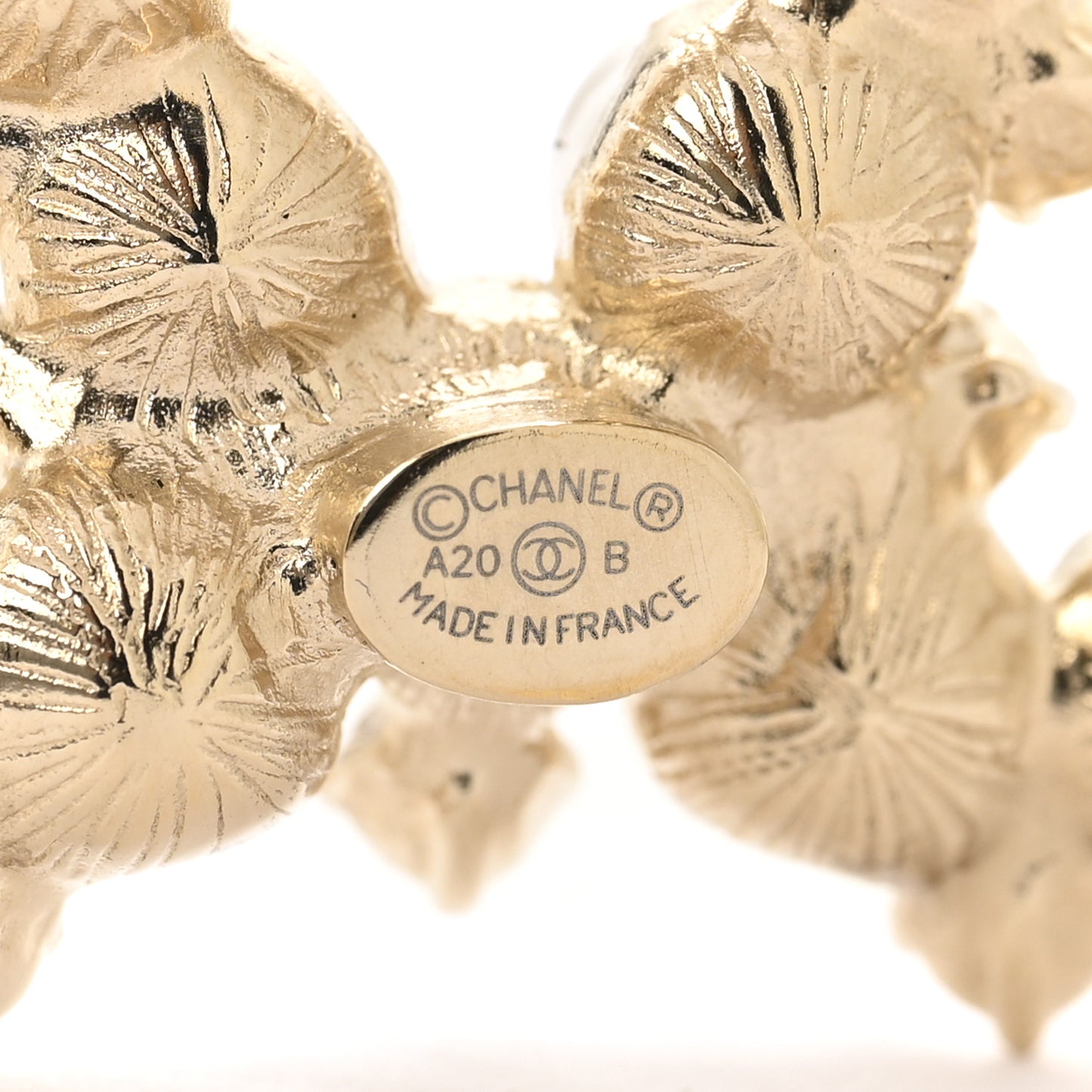 Pearl Crystal CC Brooch Gold