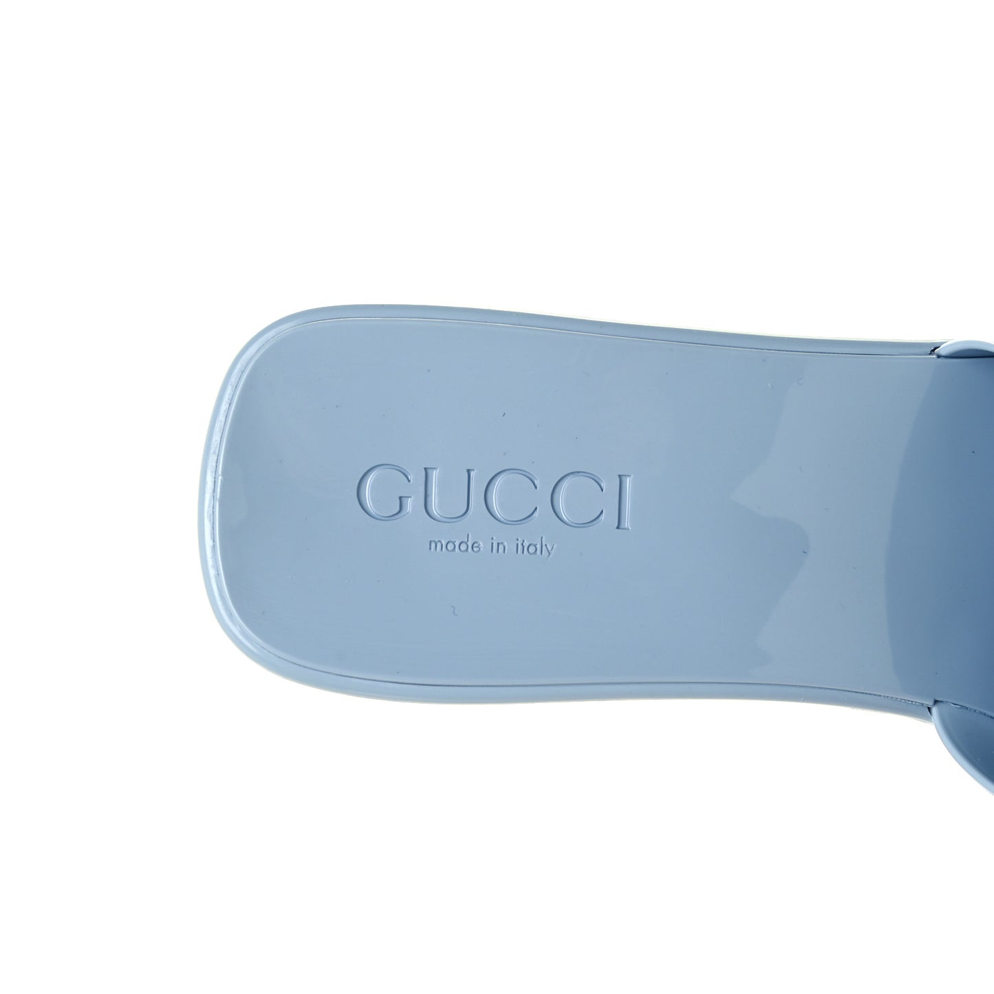 Rubber Gucci Logo Womens Platform 20/60mm Slide Sandals 38 Porcelain Light Blue