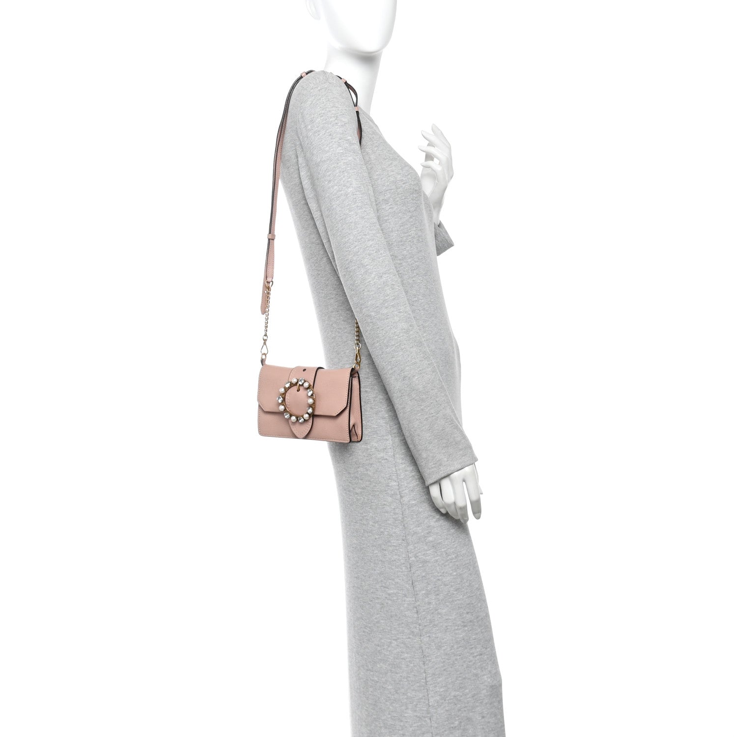 Miu Miu Goatskin Madras Soft Calfskin Crystal Pearl Embellished