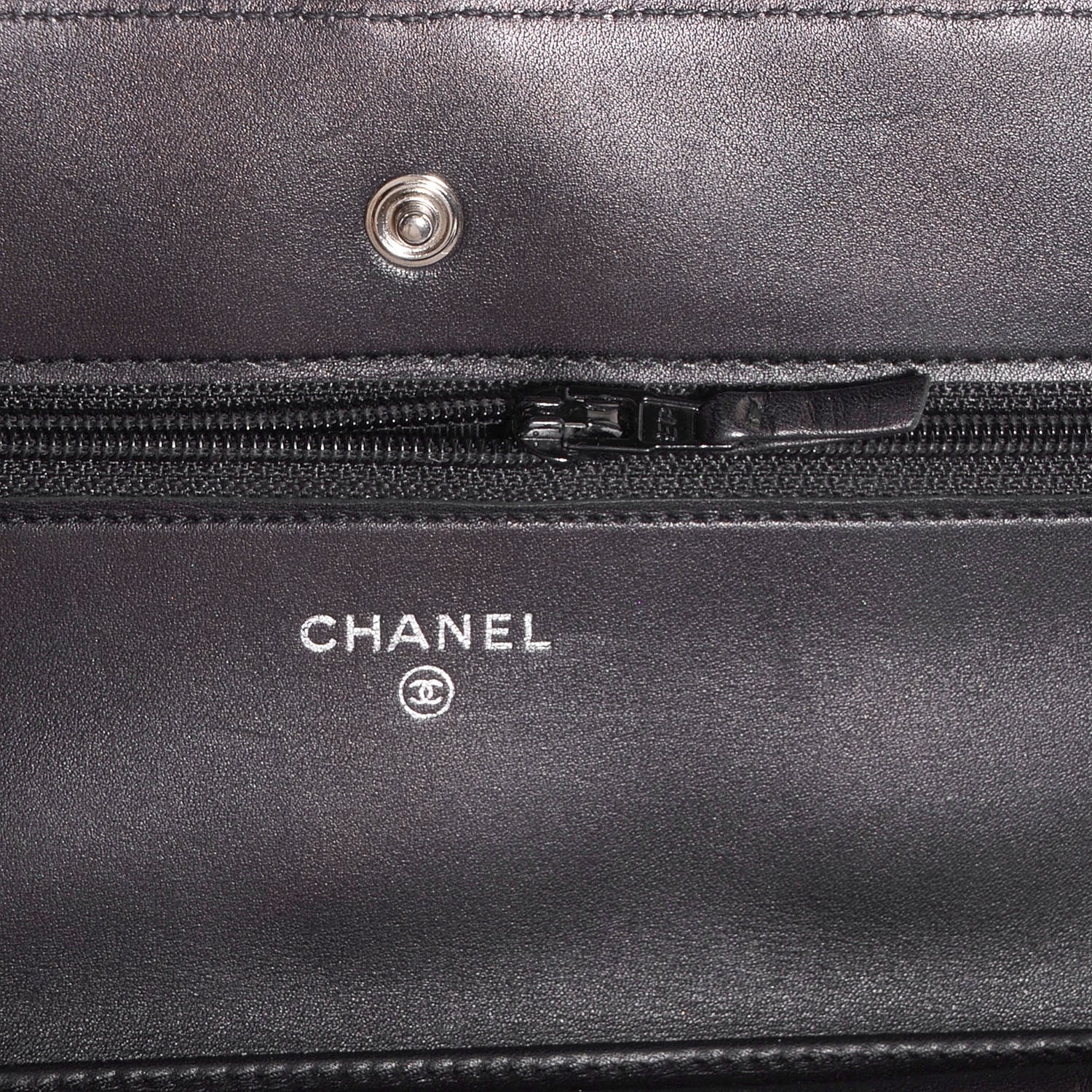 Chanel Calfskin Double Stitch Hamptons Wallet On Chain WOC Black 11 of 11