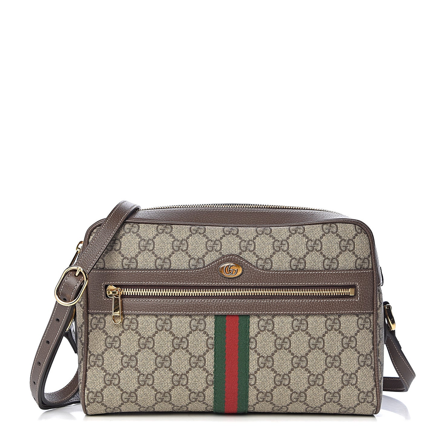 GG Supreme Monogram Web Small Ophidia Shoulder Bag Brown