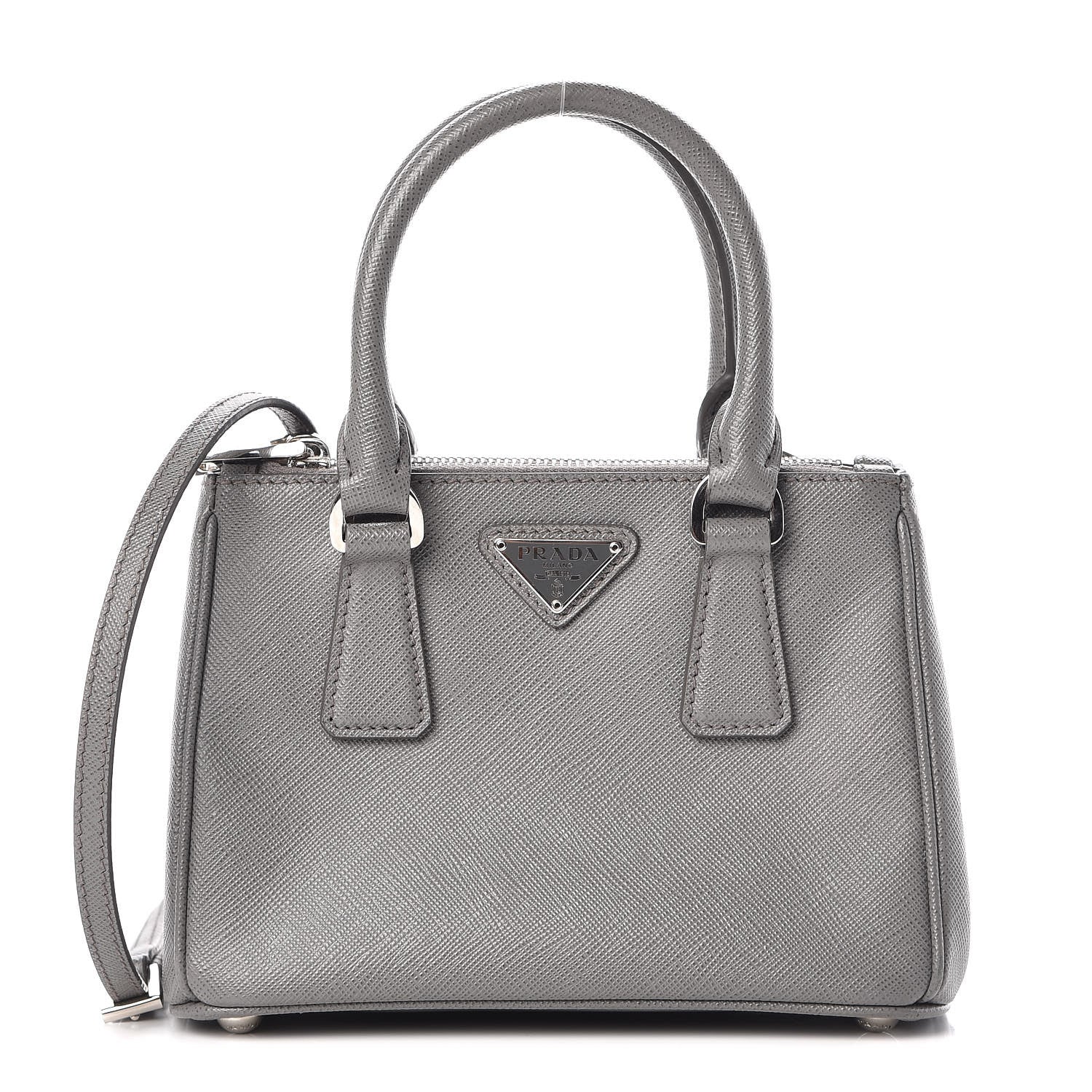 Prada Saffiano Mini Galleria Double Zip Tote Marmo 1 of 6