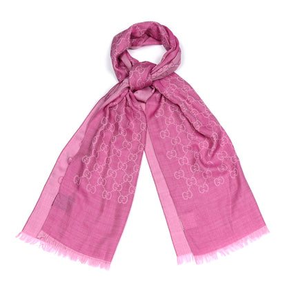 Gucci Wool Silk GG Monogram GGNat Scarf Roseate 1 of 5
