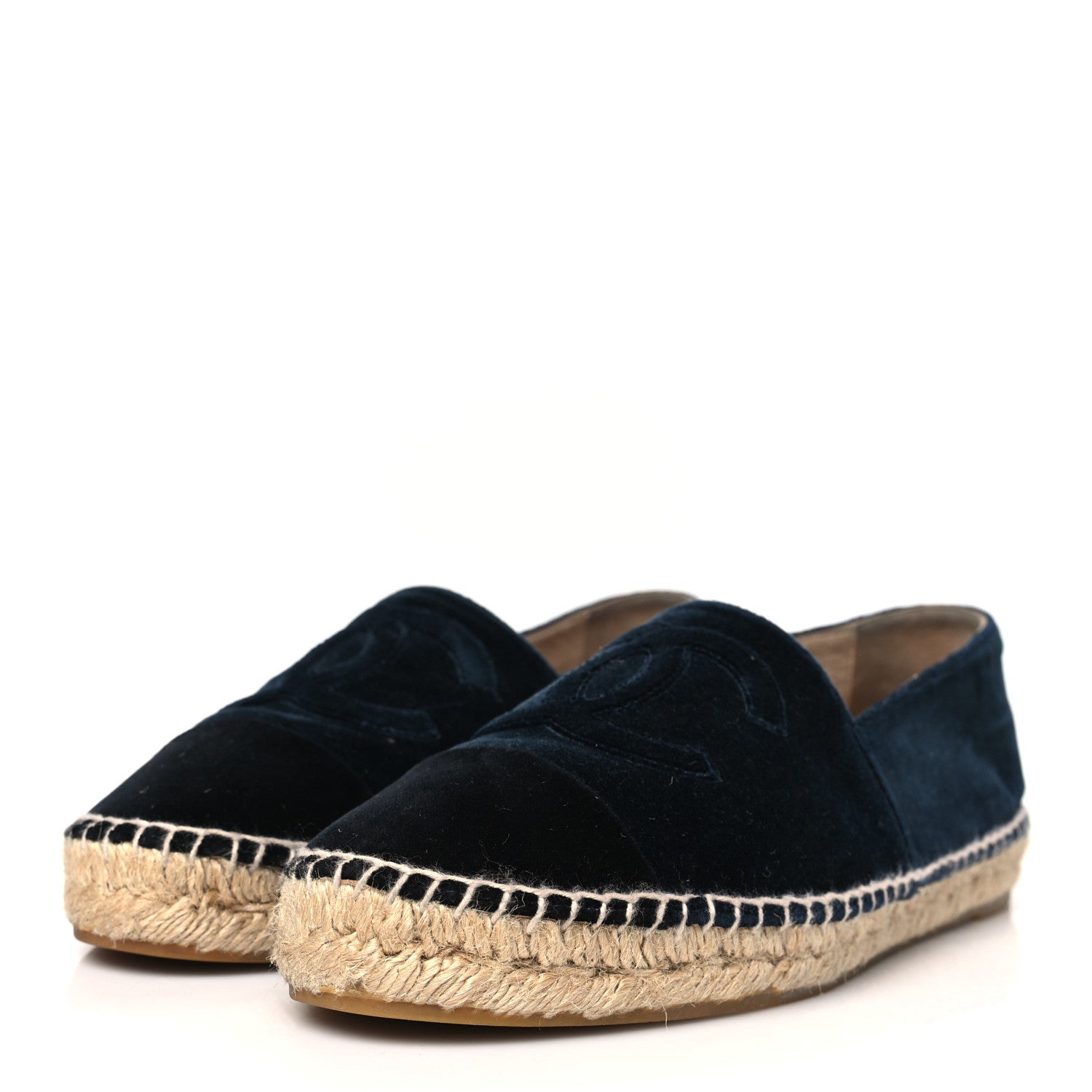 Chanel Velvet CC Espadrilles 41 Dark Navy Black 3 of 9