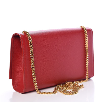 Saint Laurent Grain De Poudre Medium Monogram Kate Satchel Red 3 of 10