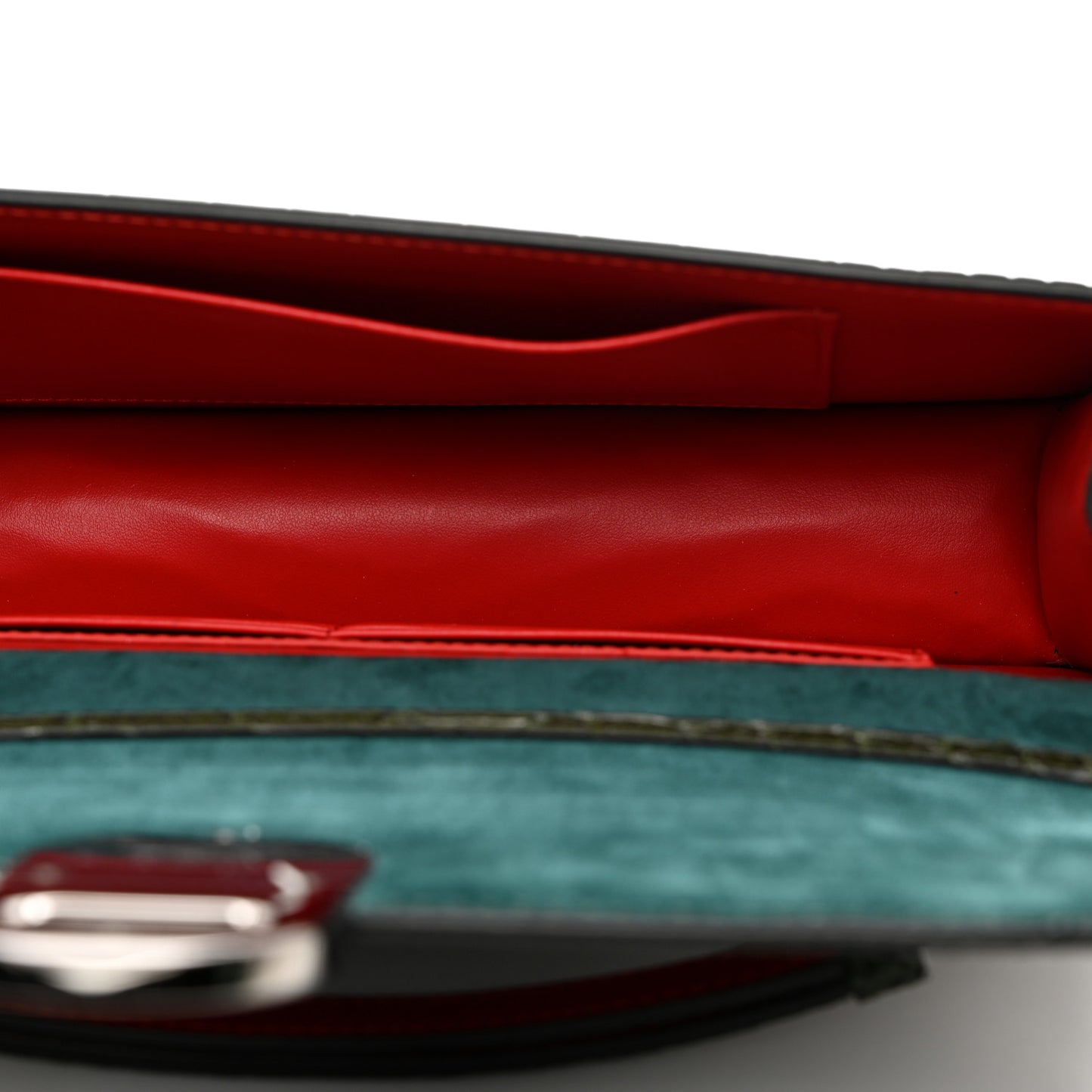 Calfskin Alligator Embossed Elisa Baguette Forest Night