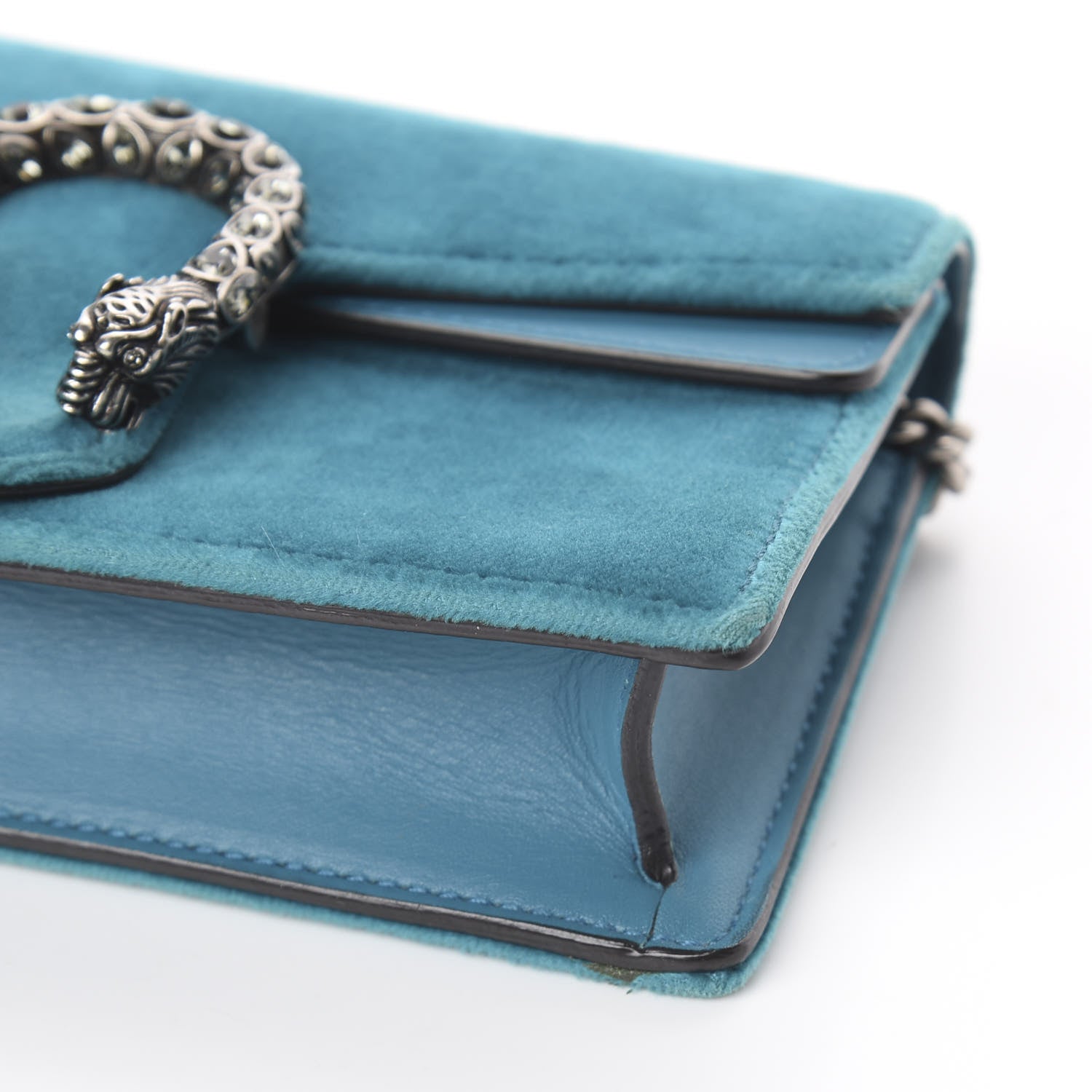 Gucci Velvet Super Mini Dionysus Shoulder Bag Pavone Cyan 7 of 7