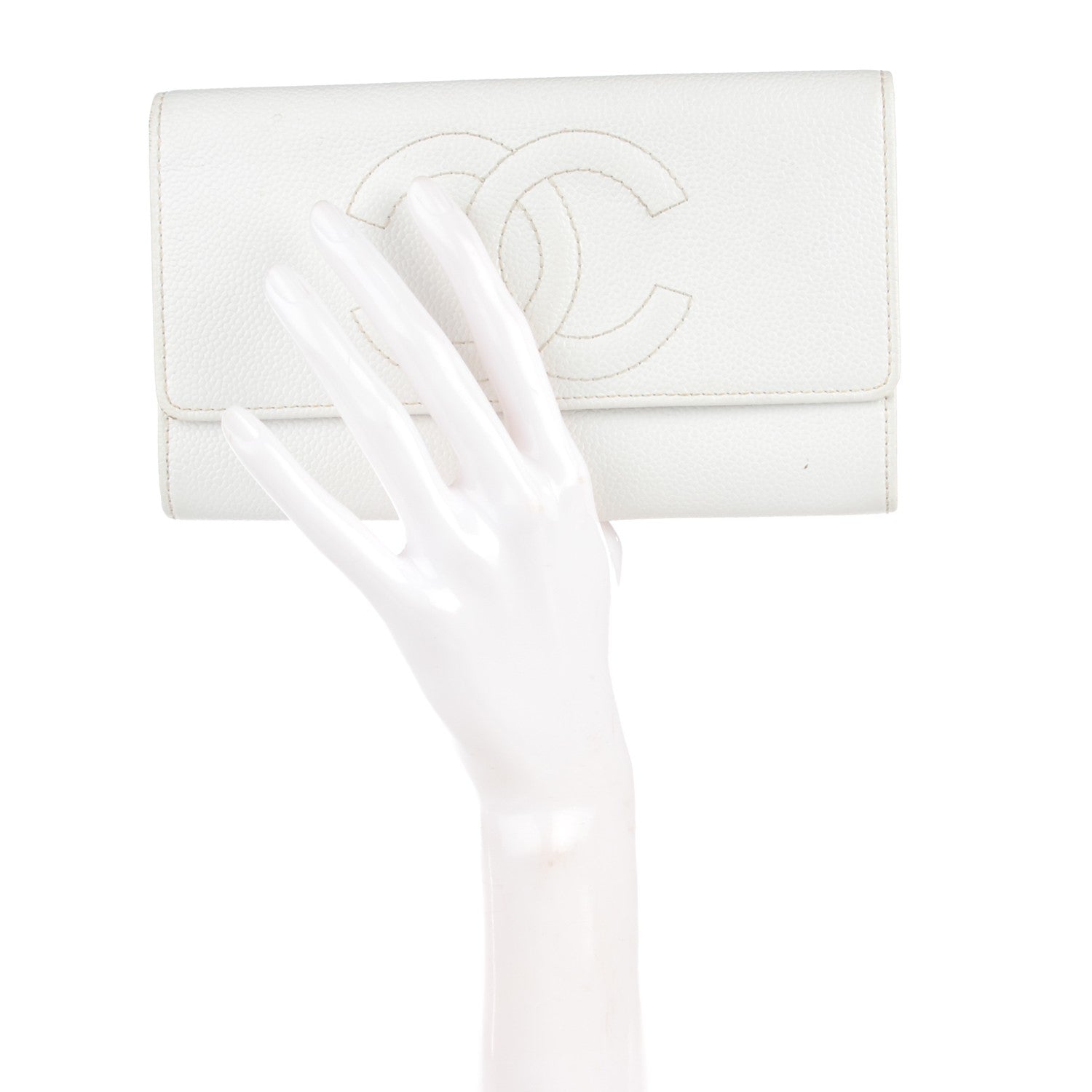 Chanel Caviar Timeless CC Wallet White 6 of 13