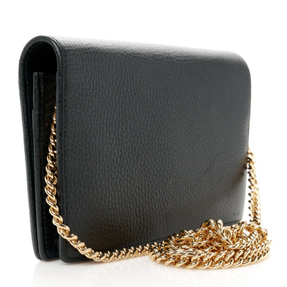 Gucci Calfskin Mini GG Marmont Chain Wallet Black 3 of 10