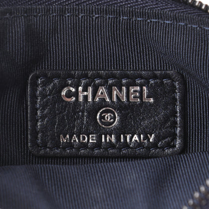 Chanel Lambskin Chevron Quilted Studded Small Cosmetic Case Dark Navy 6 of 7