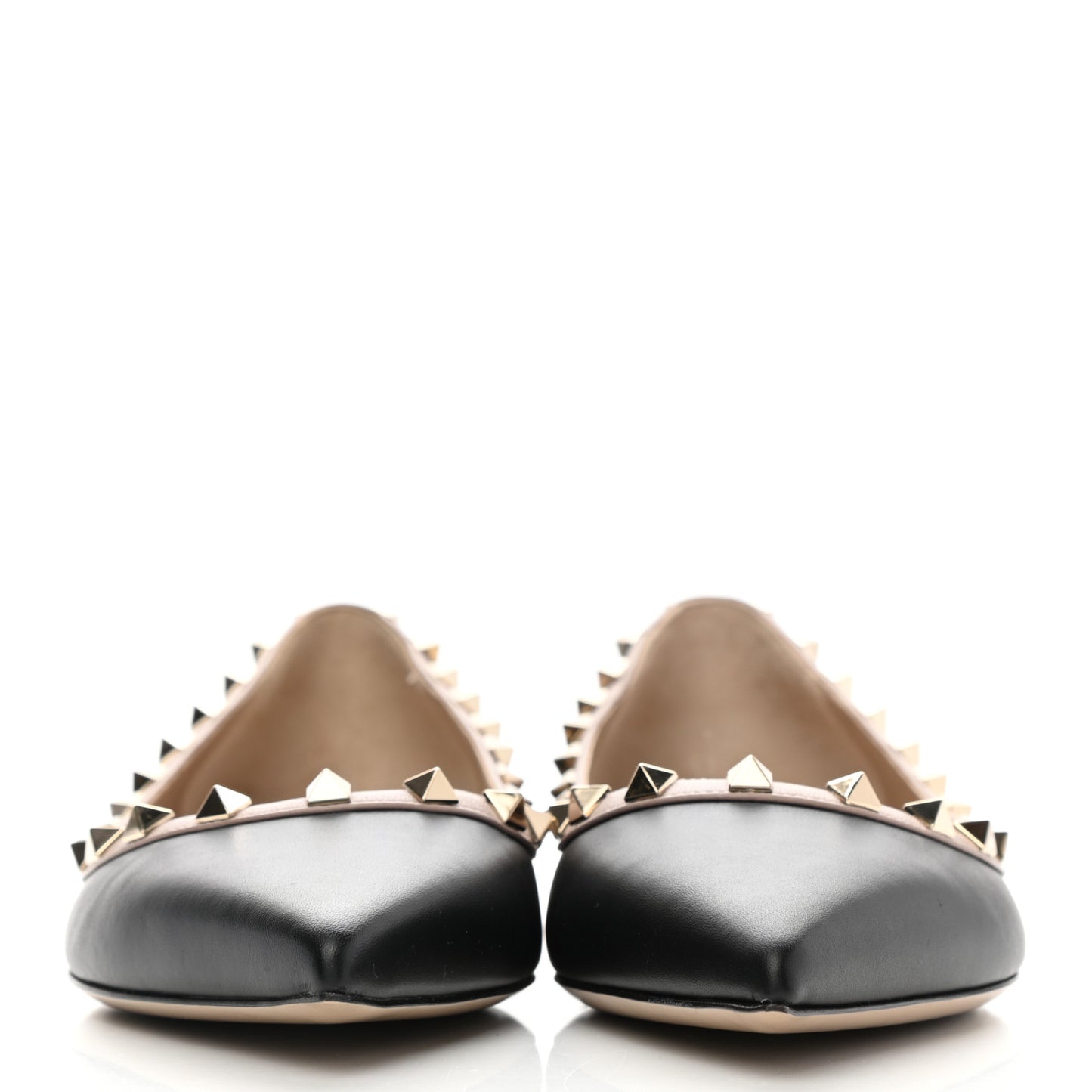 Vitello Rockstud Ballerina Flats 40 Black Poudre