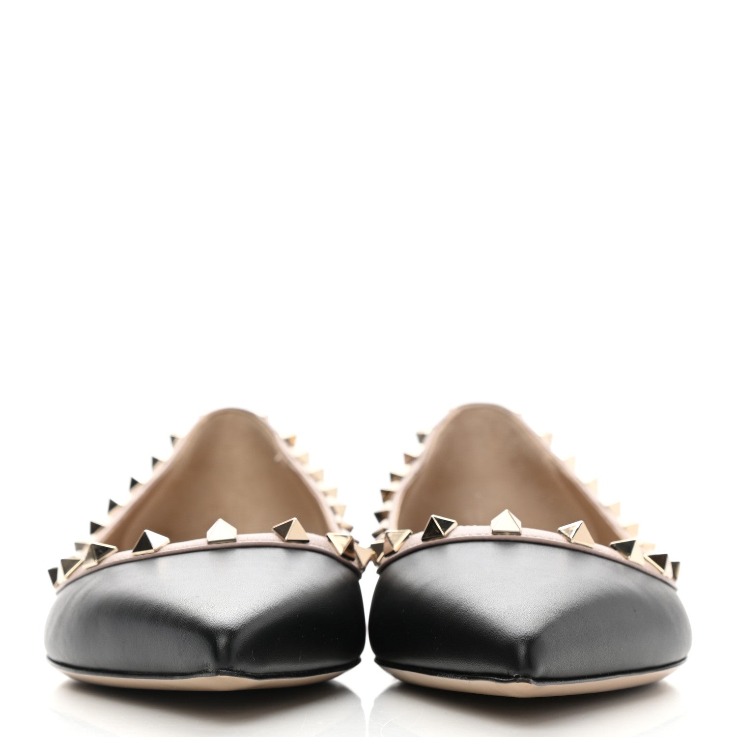 Valentino Garavani Vitello Rockstud Ballerina Flats 40 Black Poudre 2 of 11