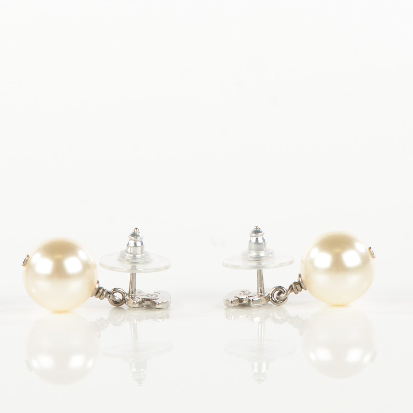 Crystal CC Pearl Drop Earrings Gold