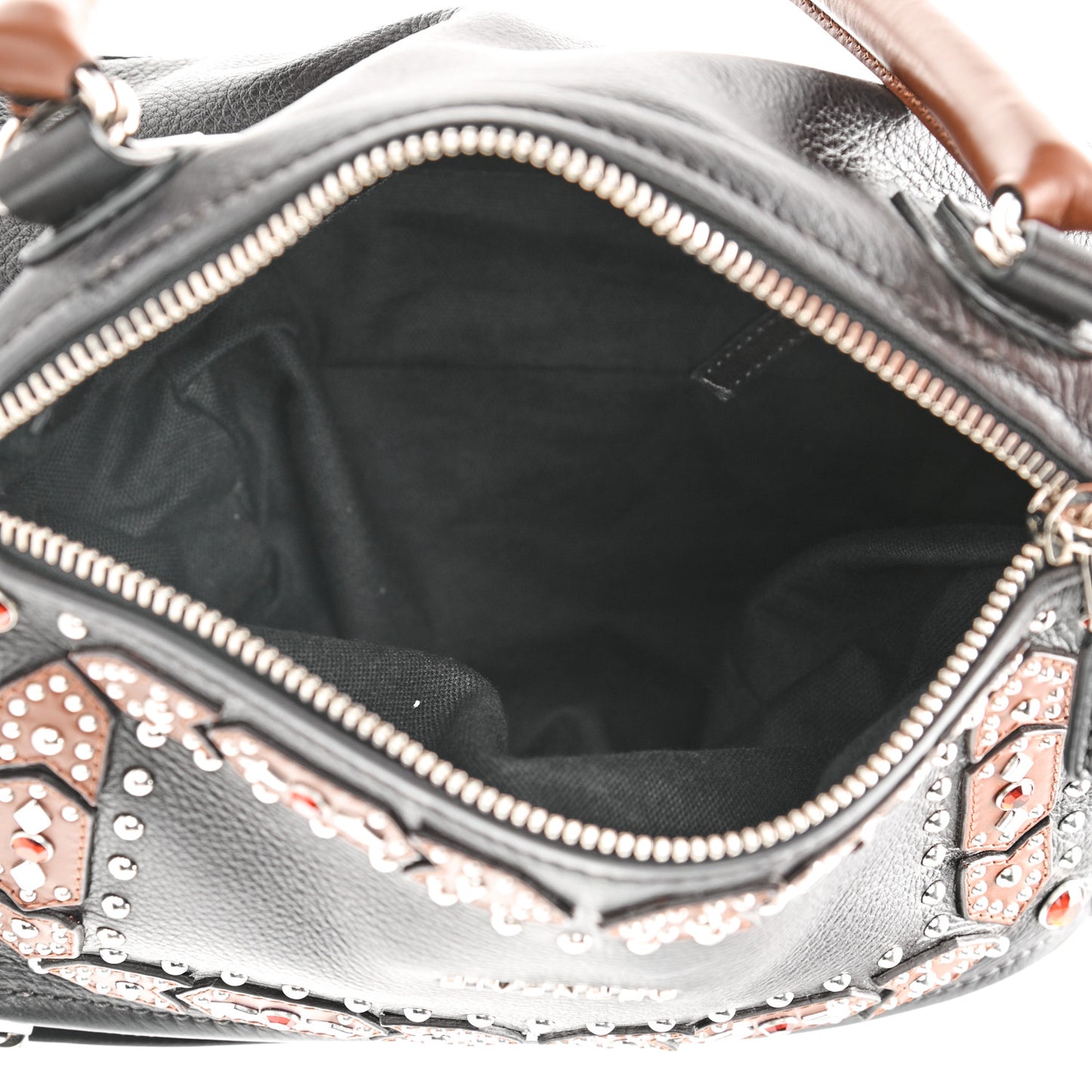 Calfskin Small Studded Pandora Black Brown