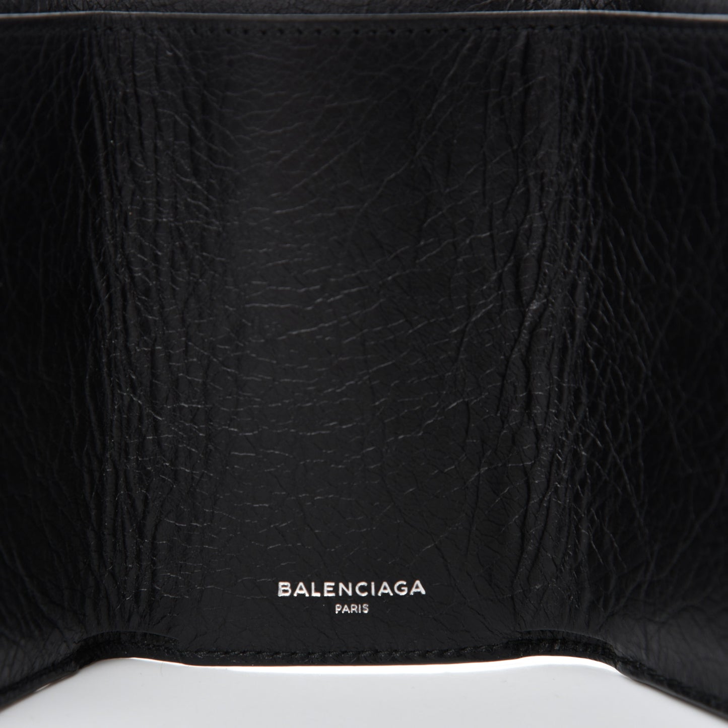 Agneau Classic Silver Hardware Mini Wallet Black