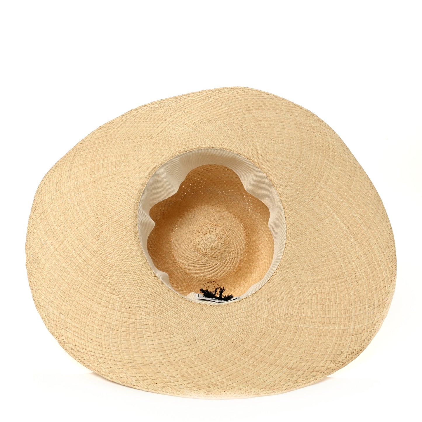 Straw Brides De Gala Panama Carrousel Hat 58 Naturel Ecru Black