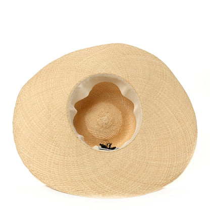 Hermes Straw Brides De Gala Panama Carrousel Hat 58 Naturel Ecru Black 8 of 9