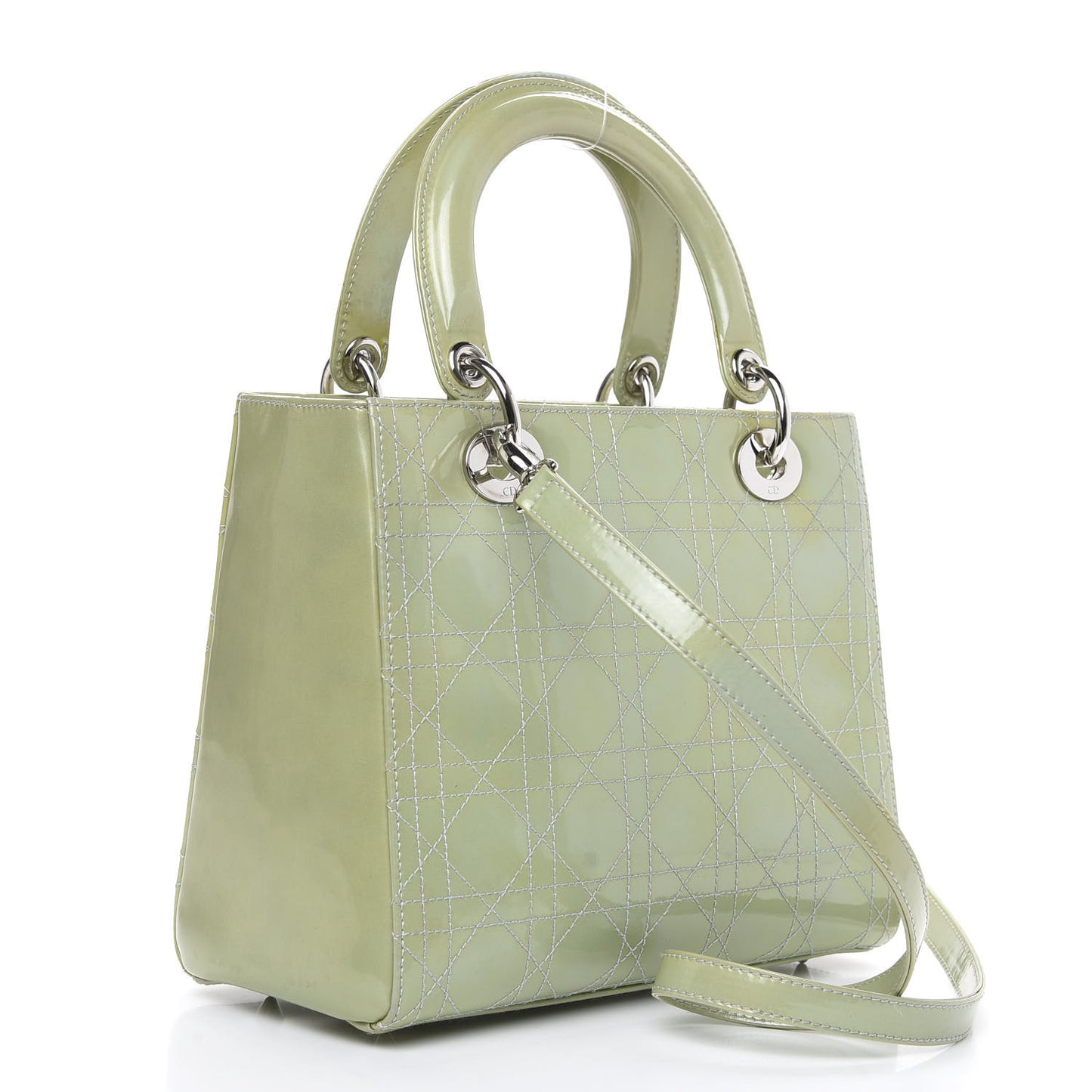 Patent Cannage Stitched Medium Lady Dior Green
