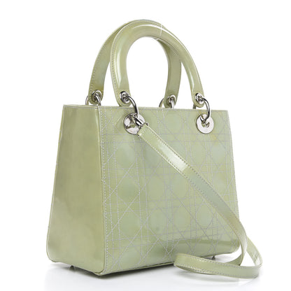 Christian Dior Patent Cannage Stitched Medium Lady Dior Green 4 of 12