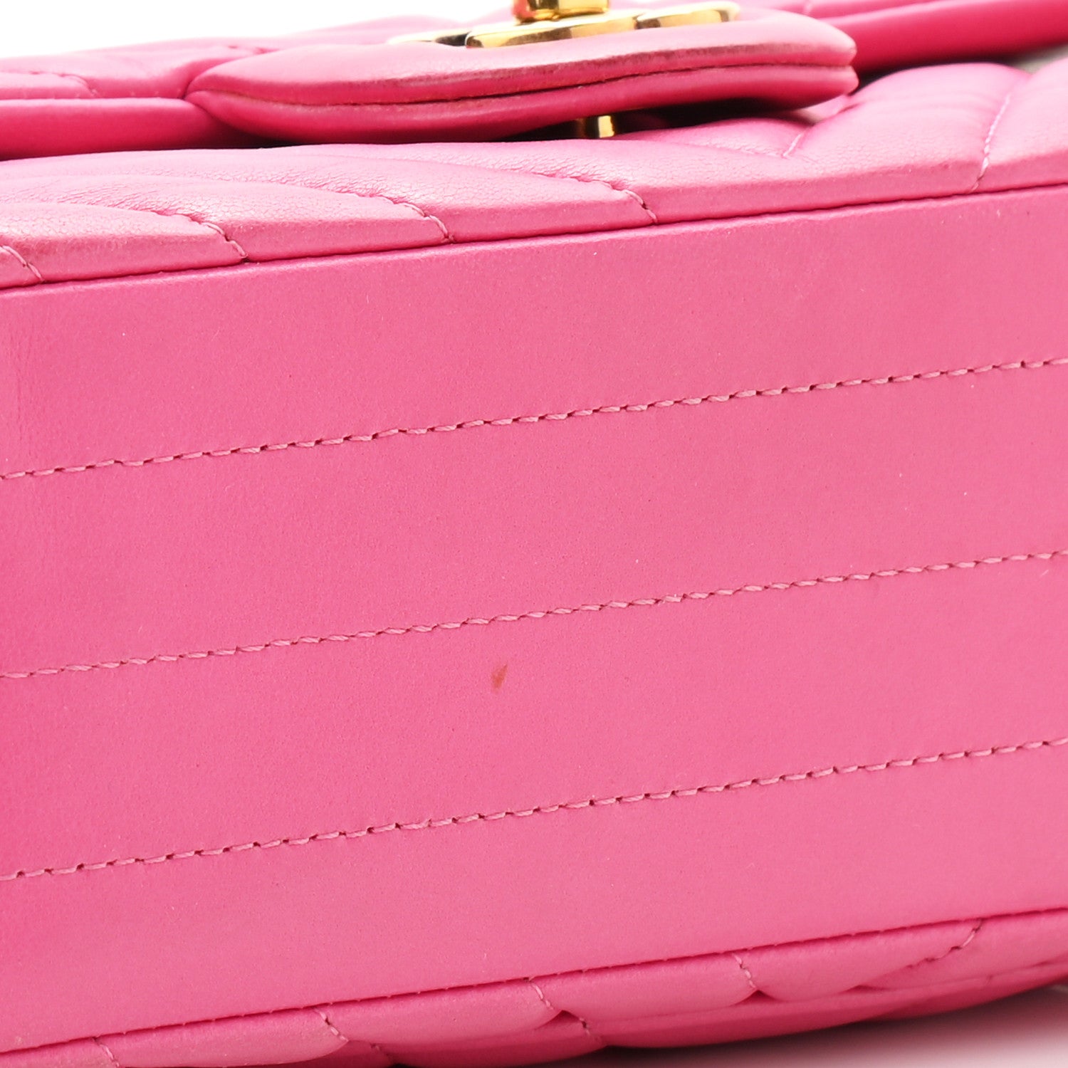 Chanel Lambskin Chevron Quilted Mini Rectangular Flap Fuchsia 14 of 17