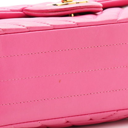 Chanel Lambskin Chevron Quilted Mini Rectangular Flap Fuchsia 14 of 17